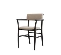 Silla de Comedor Nama con Reposabrazos, Color Café, Negro y Lino