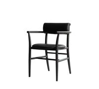 Silla de Comedor Nama con Reposabrazos en Color Negro Café/cuero Negro Anilina