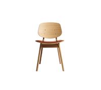Silla de Comedor Pandora de La Colección Ro con Asiento Tapizado en Cuero de Roble Aceitado y Calvados