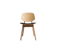 Silla de Comedor Pandora de La Colección Ro con Asiento Tapizado en Roble Aceitado y Cuero Marrón Oscuro