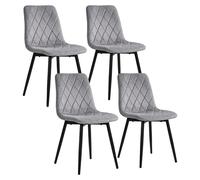 Silla de comedor Relaxdays, juego de 4 unidades, terciopelo, patas de metal, capacidad de 120 kg, ideal para salón y cocina, silla de cocina acolchada, color gris