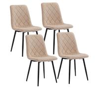 Relaxdays Sillas Comedor, 4 uds, Terciopelo, Patas Metal, 120 kg, Beige