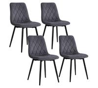 Relaxdays Juego 4 sillas Comedor, Terciopelo, Patas Metal 120 kg, Antracita