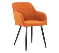 CLP Silla De Comedor Shila En Tela I Silla De Salón En Terciopelo & Base De Metal I Butaca Moderna con Reposabrazos, Color:Naranja, Material:Tela