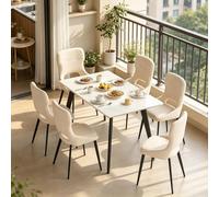 Silla de comedor, silla de acento, silla para el salón, silla tapizada para vestuarios (solo 6 sillas). Color: beige
