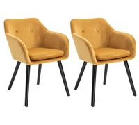 Silla de comedor - Silla tipo cubo - Silla - Silla giratoria - Juego de 2 - Terciopelo color ocre - Base de madera negra