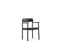 Silla de Comedor Timb con Reposabrazos Tapizada en Cuero Marrón/chocolate