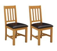Silla de comedor VENLO 2 piezas Madera de roble macizo negro | Asiento acolchado de espuma, respaldo fijo, 45 x 53 x 92 cm, capacidad de carga 110 kg, piel artificial, fácil de montar