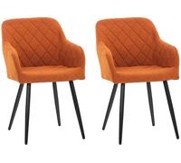 CLP Set De 2 Sillas De Comedor Shila Tapizadas En Terciopelo o Tela I Butacas De Salón Modernas con Reposabrazos Color Naranja Material Tela