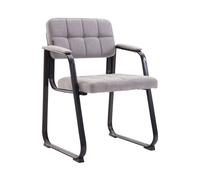 CLP Silla con Reposabrazos Canada B, Acolchada de Visita, Estructura Metal Negra Mate, Conferencia, Sala de Espera de Tela, Color:Gris Claro