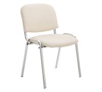 CLP Silla De Conferencia Ken Chrom En Simil Cuero I Silla Confidente Apilable I Silla De Oficina Sin Ruedas con Base de Metal I Color:, Color:Crema