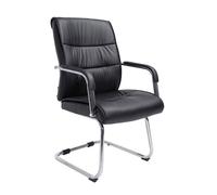 CLP Silla Estilo Cantilever Sievert Tapizada En Cuero Sintético I Silla De Conferencias con Reposabrazos I Silla De Oficina Sin Ruedas, Color:Negro