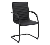 Silla de conferencia tira en polipiel simil cuero negro/negro 60x56x95 cm