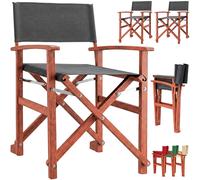CASARIA® Silla de Director Plegable Set de 2 Madera de Eucalipto Certificación FSC® con Reposabrazos Carga hasta 160 kg Funda Lavable Altura Asiento 46 cm Exterior Jardín Balcón Camping