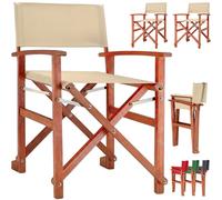 CASARIA® Silla de Director Plegable Set de 2 Madera de Eucalipto Certificación FSC® con Reposabrazos Carga hasta 160 kg Funda Lavable Altura Asiento 46 cm Exterior Jardín Balcón Camping