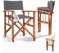 CASARIA® Silla de Director Plegable Premium Madera de Eucalipto Certificación FSC® Acolchada con Reposabrazos Funda Lavable Comodidad Asiento Exterior Jardín Balcón Carga hasta 160 kg