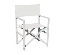 Silla de director plegable para el mar en aluminio blanco con tejido crudo