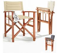 CASARIA® Silla de Director Plegable Premium Madera de Eucalipto Certificación FSC® Acolchada con Reposabrazos Funda Lavable Comodidad Asiento Exterior Jardín Balcón Carga hasta 160 kg