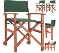 CASARIA® Silla de Director Plegable Set de 2 Madera de Eucalipto Certificación FSC® con Reposabrazos Carga hasta 160 kg Funda Lavable Altura Asiento 46 cm Exterior Jardín Balcón Camping
