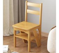 Silla de escalera plegable de madera, taburete multifuncional 2 en 1, ligera y portátil para el hogar, oficina, cocina y uso al aire libre