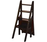 Silla de escalera plegable, taburete y estante 2 en 1 de madera maciza, solución de ahorro de espacio para uso en casa y oficina