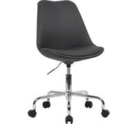 Silla de escritorio AMSTYLE, color negro, tapizada en tela, diseño moderno, giratoria con respaldo. Silla de trabajo con una capacidad máxima de 110 kg. Silla con asiento moldeado y ruedas, giratoria