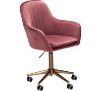 Silla de escritorio AMSTYLE, tapizada en terciopelo rosa, diseño moderno, giratoria con respaldo, silla de trabajo, capacidad de 120 kg, altura ajustable, silla con forma de concha y ruedas, giratoria