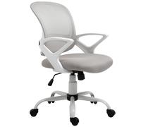Silla de Escritorio Basculante Silla Ergonómica Silla de Oficina Gris y Blanco 61x61x89-99 cm Espuma, Nylon, PP, Metal, Malla Vinsetto Aosom España