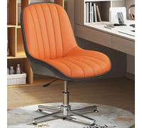 Silla de escritorio de oficina sin brazos, moderna silla giratoria de piel sintética con patas cruzadas, cómoda, sin ruedas, para el hogar y Vani (color: B)