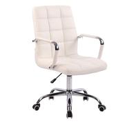 CLP Silla De Escritorio Deli En Cuero Sintético | Silla Ejecutiva Giratoria & Regulable en Altura I Silla De Oficina con Ruedas, Color:Blanco