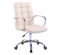 CLP Silla De Escritorio Deli En Cuero Sintético | Silla Ejecutiva Giratoria & Regulable en Altura I Silla De Oficina con Ruedas, Color:Crema