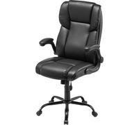 Silla de escritorio ejecutiva con respaldo alto, reposabrazos abatibles y soporte lumbar, color