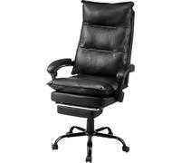 Silla de escritorio ejecutiva, respaldo alto, con reposapiés y almohadilla lumbar, color