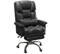 Silla de escritorio ergonómica ejecutiva con ruedas y respaldo alto para oficina en casa. Incluye reposapiés y tapizada en piel. Silla de trabajo para ordenador con respaldo de 135° y soporte lumbar (