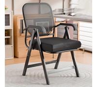 Silla de escritorio ergonómica plegable de malla con asiento acolchado, silla de oficina plegable con reposabrazos, sillas de reunión de invitados con marco de metal, sillas apilables para sala de