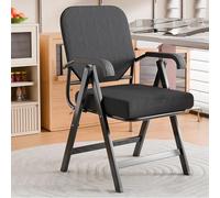 Silla de escritorio ergonómica plegable de malla con asiento acolchado, silla de oficina plegable con reposabrazos, sillas de reunión de invitados con marco de metal, sillas apilables para sala de