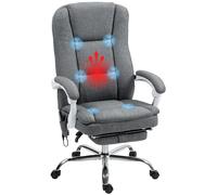 Silla de Escritorio HOMCOM con Masaje y Calefacción, Silla de Oficina Ergonómica con Altura Ajustable, Respaldo Reclinable, Reposapiés
