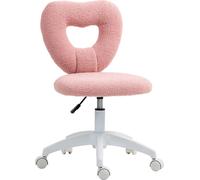 Silla de escritorio HOMCOM, silla de oficina giratoria con respaldo en forma de corazón, color rosa