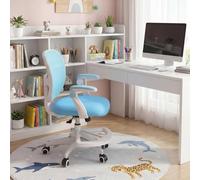 Silla de escritorio para niños con altura ajustable, reposabrazos abatibles, reposapiés integrado