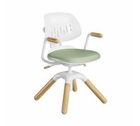 Silla de escritorio para niños HOKO, con altura ajustable, silla infantil versátil con respaldo, giratoria 360°, estructura de madera con cuatro patas, color verde, modelo LEVI