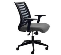 Silla de Escritorio Rocada con Respaldo de Malla Negra y Asiento Tapizado en Color Gris - Diseño Moderno y Transpirable