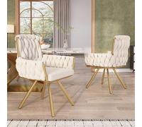 Silla de escritorio - Silla con reposabrazos - Silla de comedor - Silla de sala de estar - Silla de cocina - Blanca - Diseño ergonómico