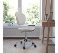 Silla de escritorio - Silla de escritorio con ruedas - Silla de escritorio giratoria - Silla para trabajar en casa - Silla de oficina blanca