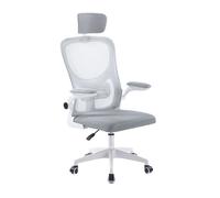 Miroytengo Silla de Escritorio, Sillón de Oficina Admis Giratoria, Reposacabezas Regulable, Apoyabrazos, Ruedas Anti-Rayas Blanco 62x106-116x62 cm