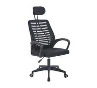 Silla de escritorio, sillón de oficina ofis giratoria, reposacabezas, apoyabrazos, tela transpirable negro 59x106/116x56 cm 56 cm