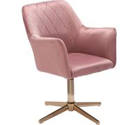 Silla de escritorio WOHNLING, rosa, de terciopelo, giratoria, con respaldo, tipo concha, capacidad de 120 kg, regulable en altura, silla de trabajo sin ruedas, ideal para escritorio, oficina en casa