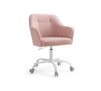 Silla de Estudio Altura Ajustable Tela de Algodón-Lino Transpirable Rosa