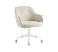 SONGMICS Silla de Estudio, Silla Giratoria, Altura Ajustable, Carga de 110 kg, Marco de Acero, Tela de Terciopelo Acanalado, para Estudio, Dormitorio, Beige Arena OBG019LZ01