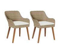 Silla De Jardín 2 Pcs Beige 62.5 X 55 X 82 Cm Ratán Sintético Vidaxl