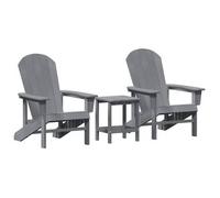 vidaXL Silla de Jardín 3 pcs Gris Claro Polietileno